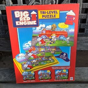 Hasbro Big Red Engine Tri-Level Puzzle with Vibrant Colors